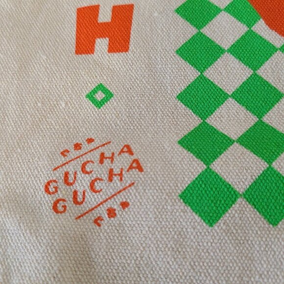 Gucha Gucha Orange Apelsin Tote Heavyweight Cotton Hand Screen Printed New - Picture 6 of 8